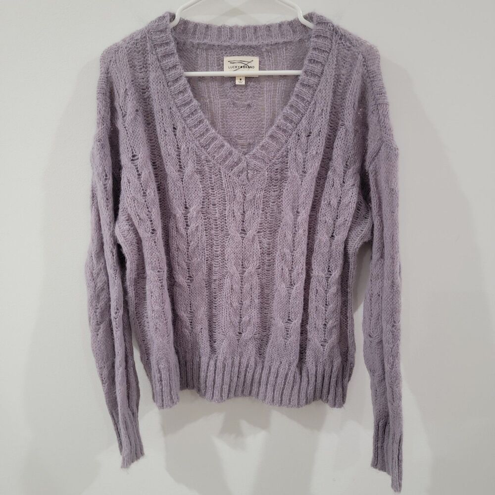 Lucky Brand Womens Sweater Size Medium Super Soft Open Cable Knit